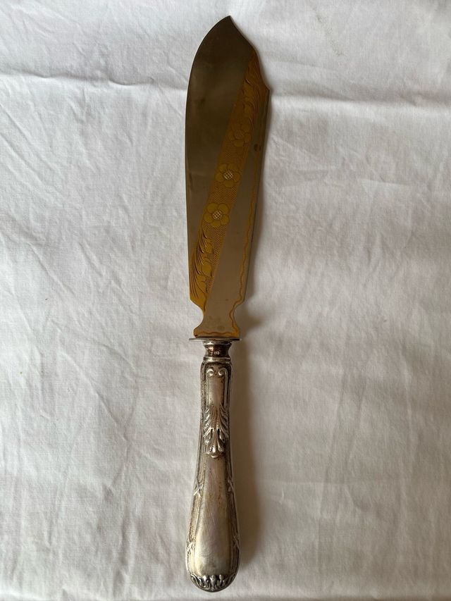 Cubiertos postre antiguos - Plata dorada