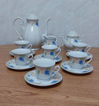 Juego café porcelana azul y blanco