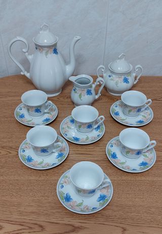 Juego café porcelana azul y blanco