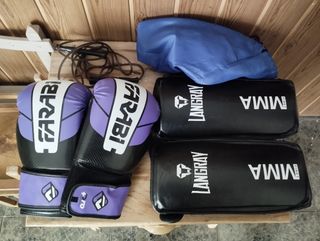 Guantes boxeo Farabi + espinelleras Langray MMA