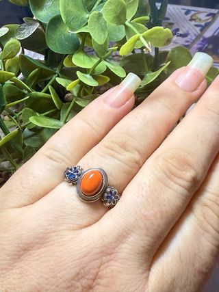 Anillo Ónix esmaltado baño plata