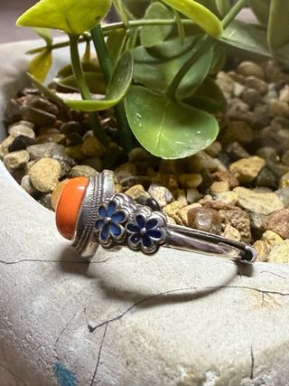 Anillo Ónix esmaltado baño plata