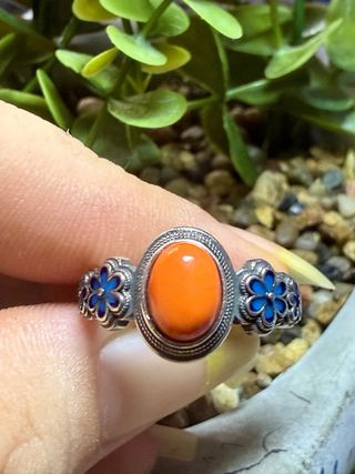Anillo Ónix esmaltado baño plata