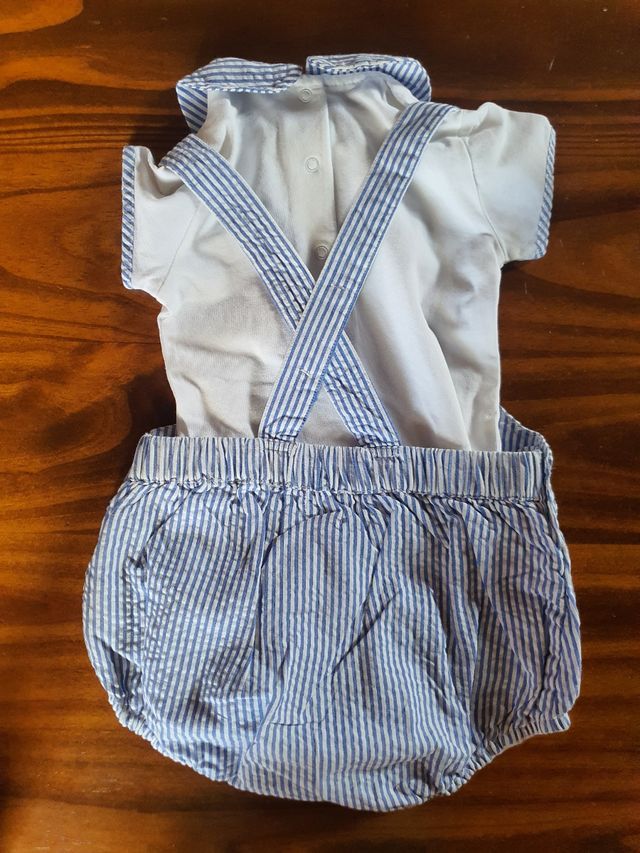 Pelele bebé rayas azul 6-9m