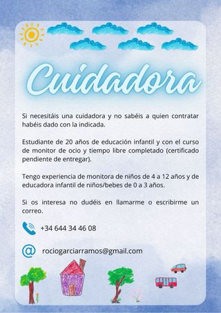 Cuidadora de niños / Niñera