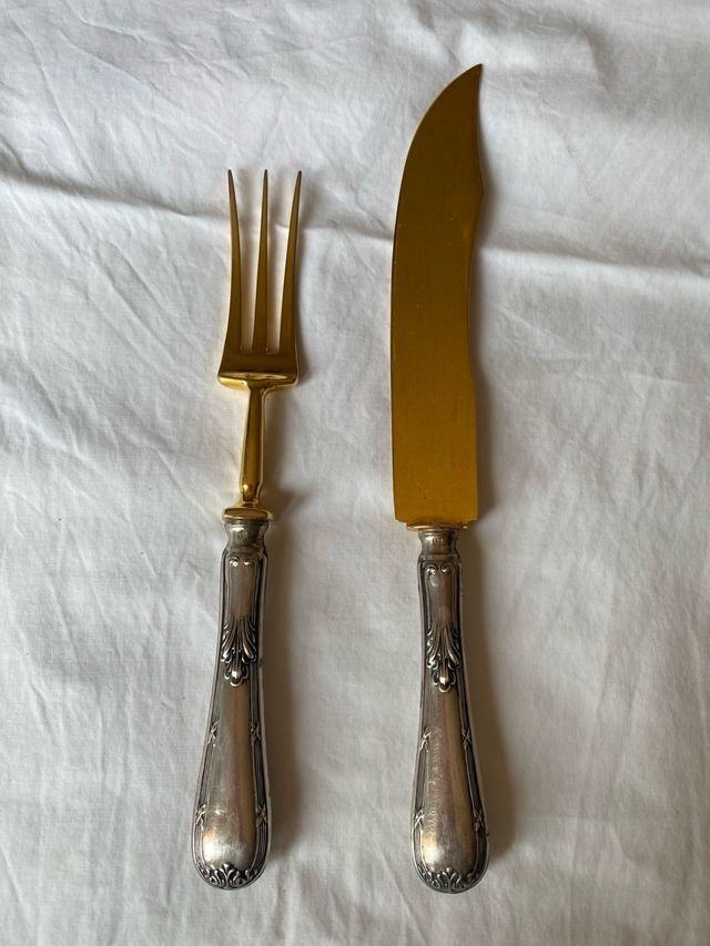 Cubiertos trinchar carne antiguos - Oro/Plata
