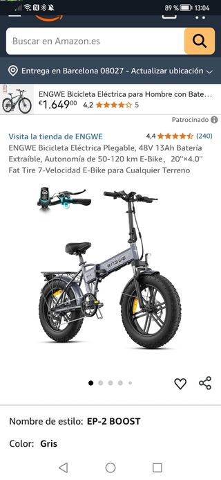 Bicicleta eléctrica ENGWE EP-2 BOOST Gris