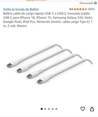 2 Cables Belkin USB-C Carga Rápida