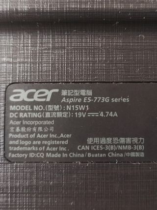 Portátil Acer 17" Negro