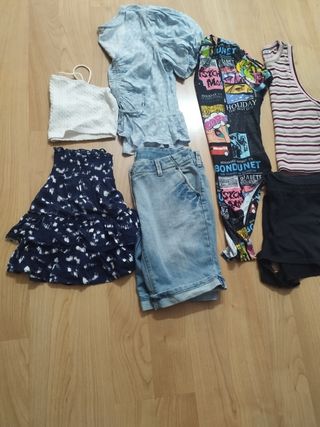 Lote ropa mujer: tops, falda, shorts