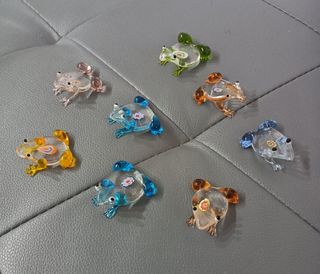 Lotto rane colorate in vetro soffiato di Murano 