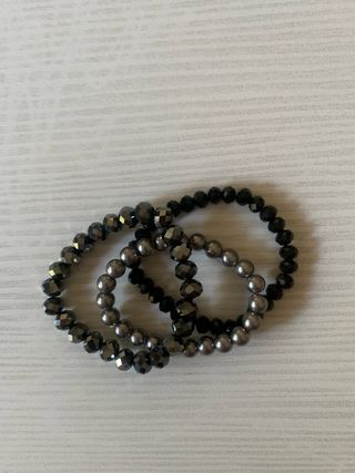 Set 3 braccialetti neri e grigi