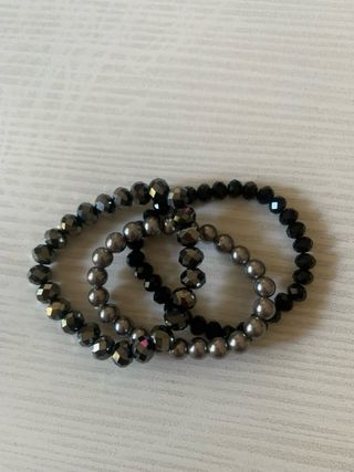 Set 3 braccialetti neri e grigi
