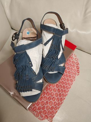 Sandalias Wonders mujer, talla 38, azul