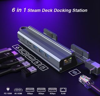 Docking Station Steam Deck,6 en 1,4K@60Hz Ethernet