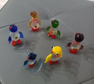 Lotto di piccoli pinguini in vetro di Murano