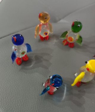 Lotto di piccoli pinguini in vetro di Murano