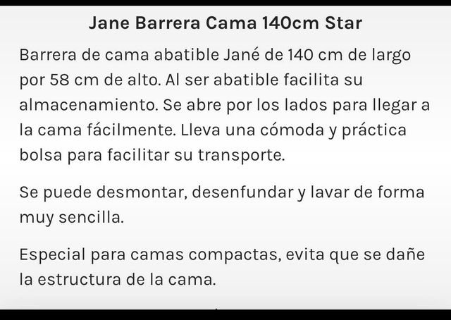 Barrera cama bebé - 140cm