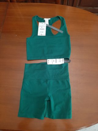 Conjunto deportivo verde zara nuevo