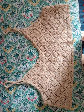 Crop top crochet shein beige