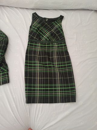 Vestido cuadros verde-negro