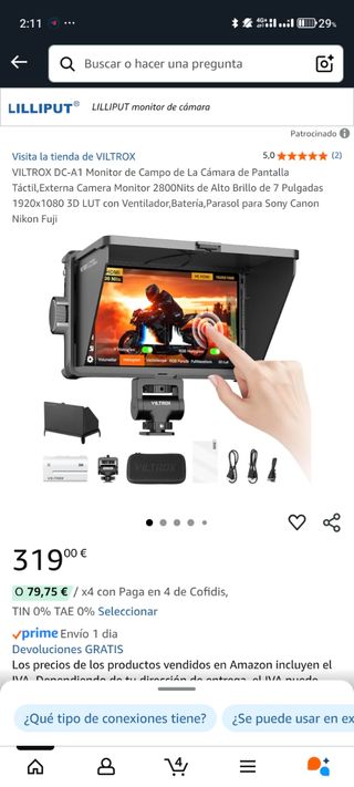 OFERTA -100€ | Monitor portátil Viltrox DC-A1 7"