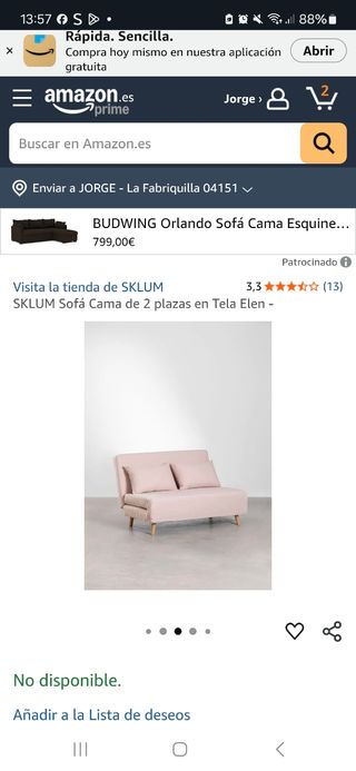 Sofá cama SKLUM rosa