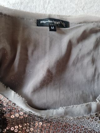 Top paillettes argento Tg M