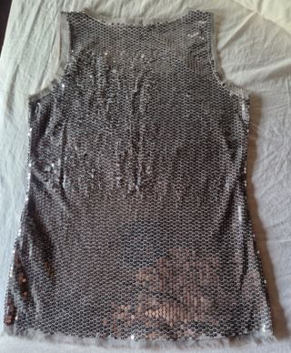 Top paillettes argento Tg M