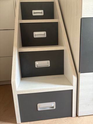 Cama alta con armario - Gris Beige