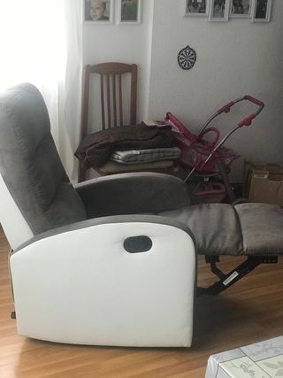 Sillón relax gris y blanco