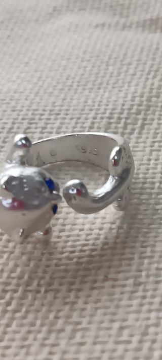 Anillo Gato Plata ojitos azules