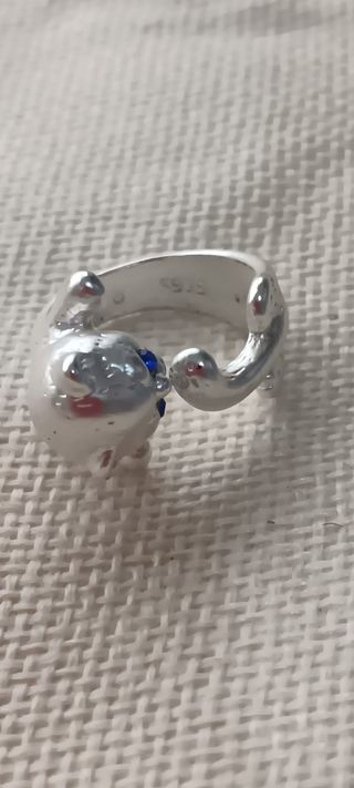 Anillo Gato Plata ojitos azules
