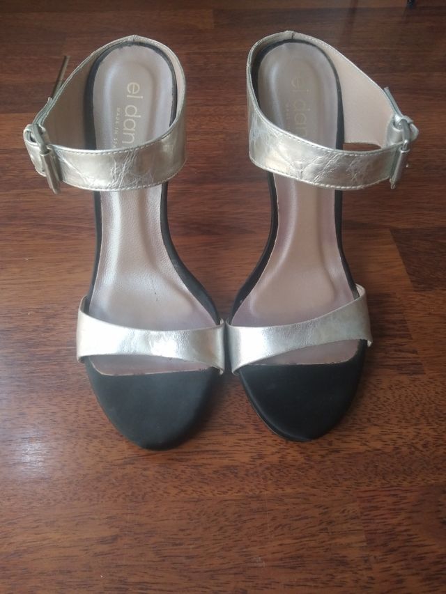 Sandalias tacón el dan - Plata-Negro