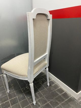 6 Sillas Comedor Blancas - Tela 