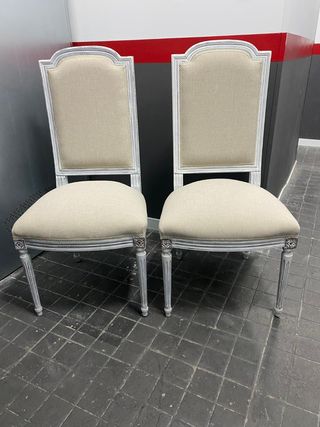 6 Sillas Comedor Blancas - Tela 