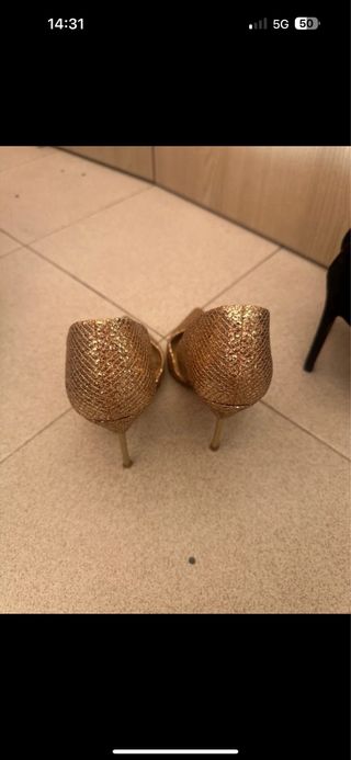 Scarpe tacco oro glitter