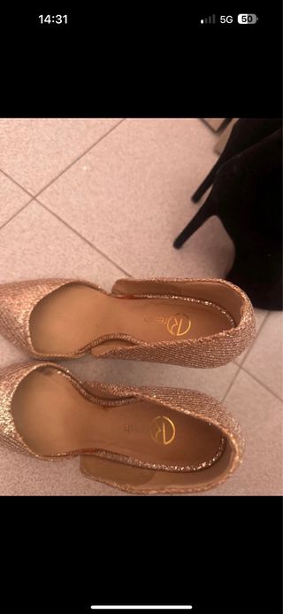 Scarpe tacco oro glitter