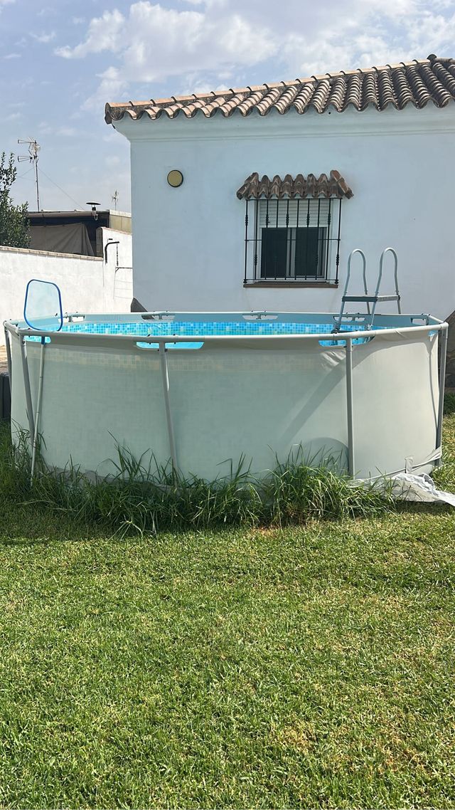 Piscina desmontable gris - azul