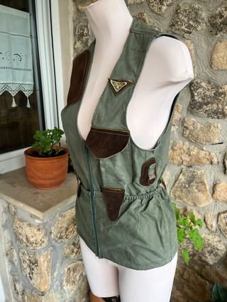 Chaleco caza vintage verde oliva