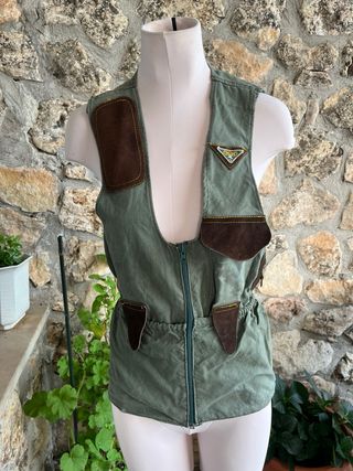 Chaleco caza vintage verde oliva