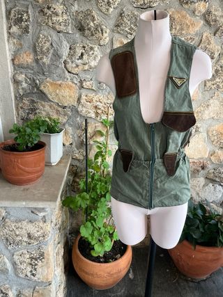 Chaleco caza vintage verde oliva