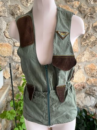 Chaleco caza vintage verde oliva
