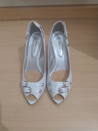 Tacones blancos mujer peep toes -talla 40