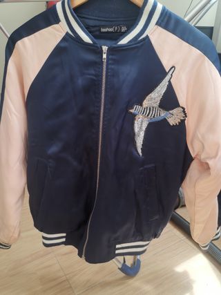 Chándal satén Boohoo azul/rosa