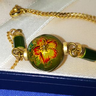 Collana Vintage Cloisonné Oro verde Smeraldo
