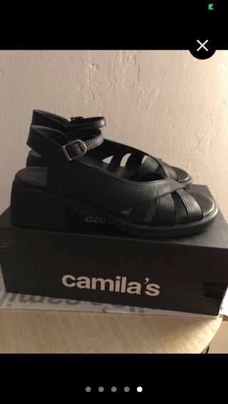 Sandalias Camila's Piel Negras 40. Ropa chollos!