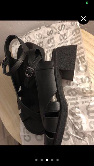Sandalias Camila's Piel Negras 40. Ropa chollos!