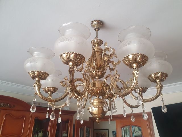 Lampara techo bronce 8 luces