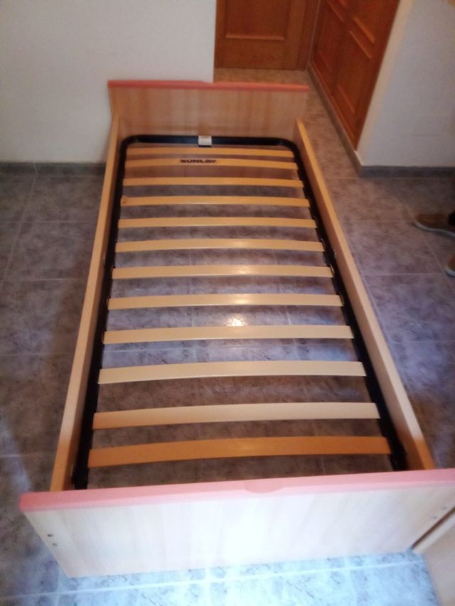 Cama individual 90cm - beige/rosa